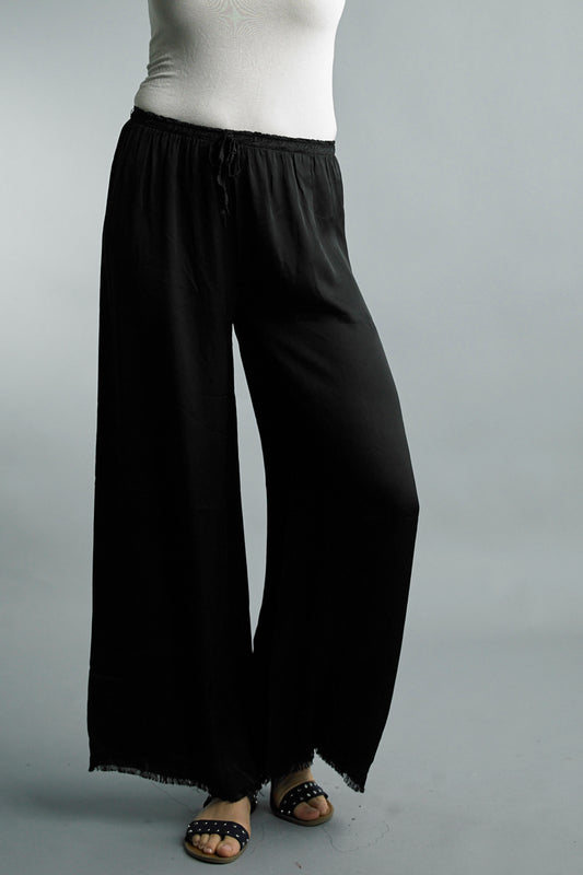 BLACK SILK PALAZZO PANT