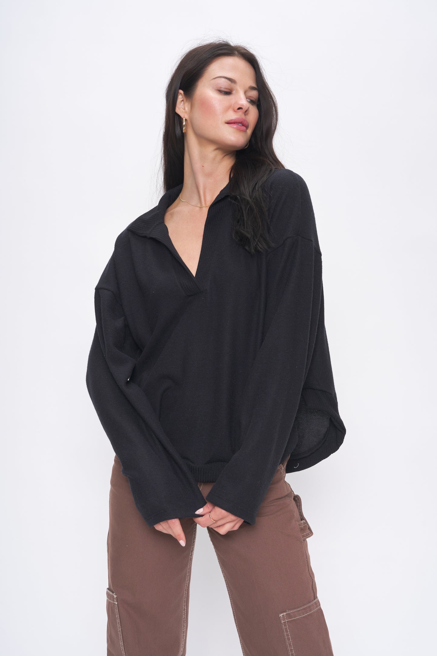 PROJECT SOCIAL T EMELLE COZY LS TOP IN BLACK