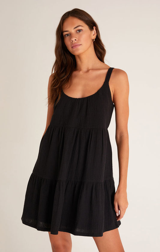 Z SUPPLY DANNY GAUZE MINI DRESS IN BLACK