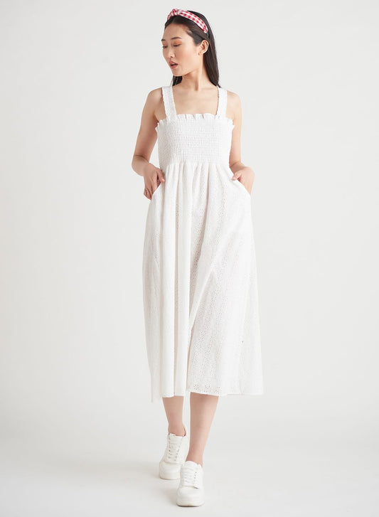 DEX SP22 SMOCKED EYELET MIDI DRESS 1922268 D