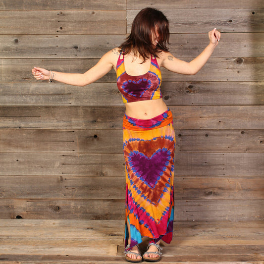 DOUBLE THE PLEASURE SKIRT/DRESS Rayon Spandex Tie Dye Maxi Skirt / Tube Dress