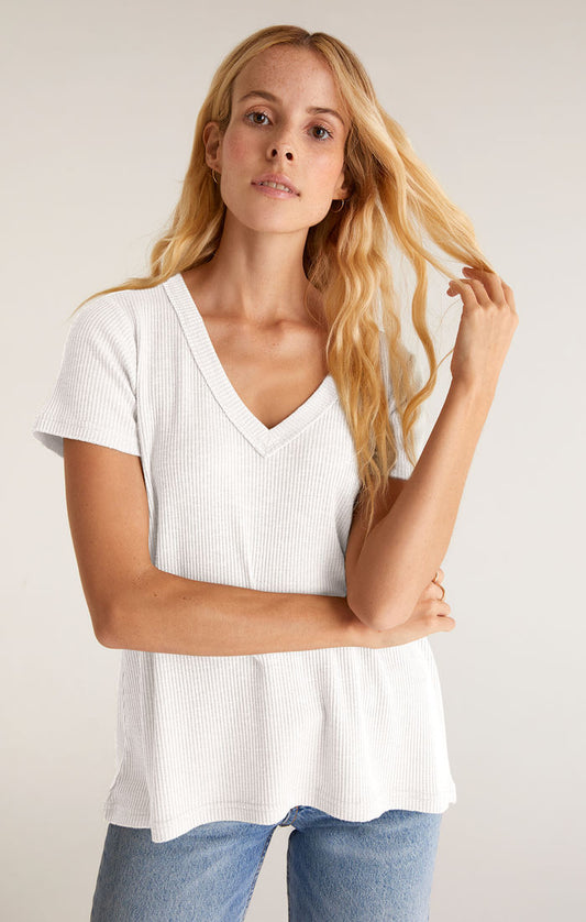 Z SUPPLYDANA RIB HACCI TOP IN WHITE