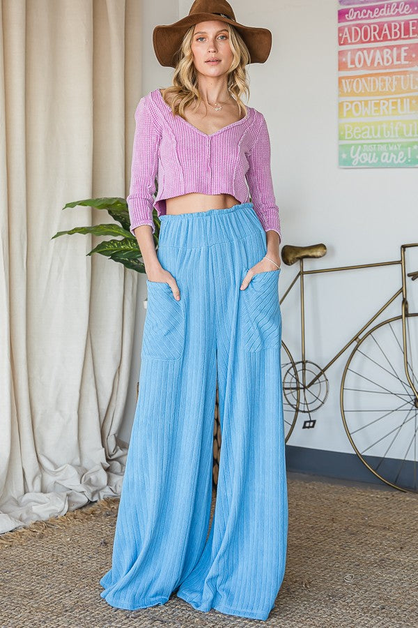 Wide Legs High waist Maxi Pants IN TURKISH BLUE