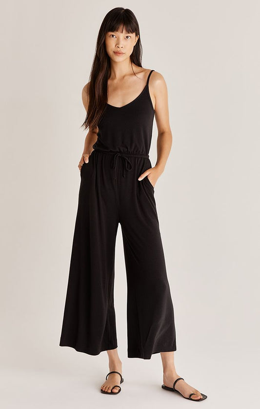 Z SUPPLY SHAWN RIB JUMPSUIT IN BLACK