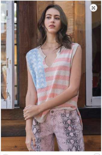 AMERICAN FLAG SLEEVELESS LIGHTWEIGHT SWEATER