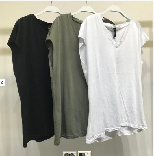 SLEEVELESS OVERSIZE V-NECK SOLID COOL TOP IN GREEN, WHITE AND BLACK