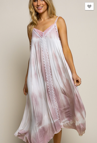 MAXI DRESS WITH LACE BACK  IN BLUE OR LAVENDER