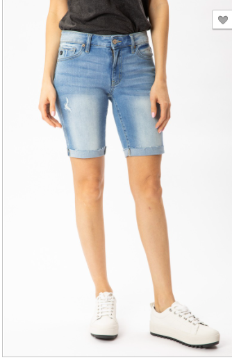 Mid Rise Hem Detail Bermuda Shorts - KC8578L light