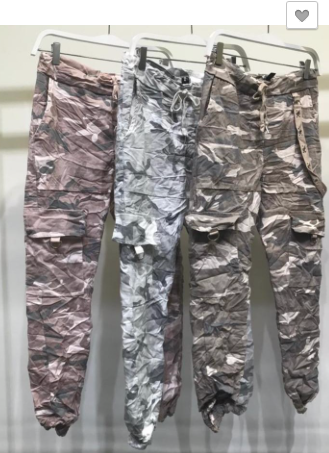 CARGO CAMOUFLAGE CRINKLE JOGGER PANT IN MOCHA