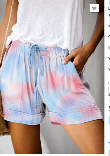 TYE DYE Drawstring Casual Pocketed Shorts