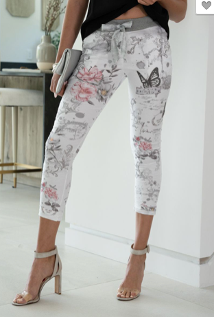 BUTTERFLY FLORAL SCRIPT PRINT CRINKLE JOGGER