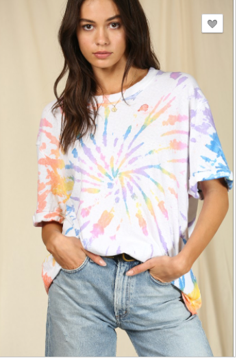 Short sleeve knit cotton jersey tie dye top