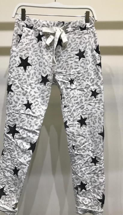 ALL OVER STAR LEOPARD CRINKLE JOGGER