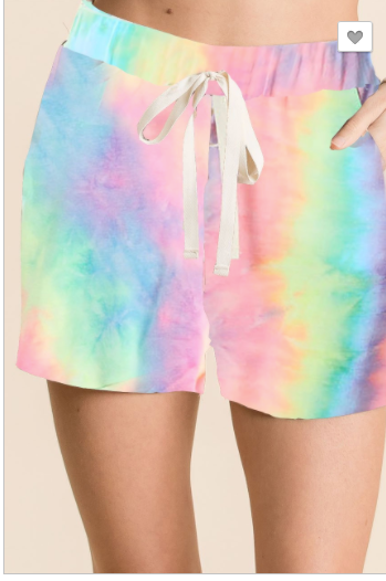 TIE DYE FRENCH TERRY CASUAL SHORTS IN PASTEL