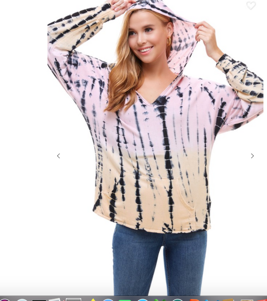 BAMBOO TIE DYE HOODED PULLOVER LOUNGE TOP