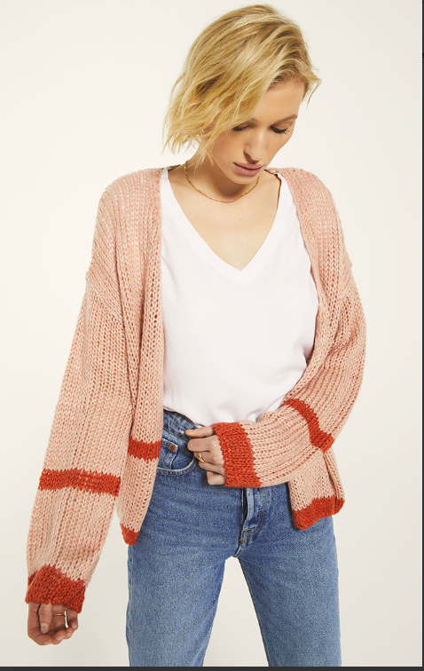 RAG POETS REGENTS SWEATER  IN PALE PINK