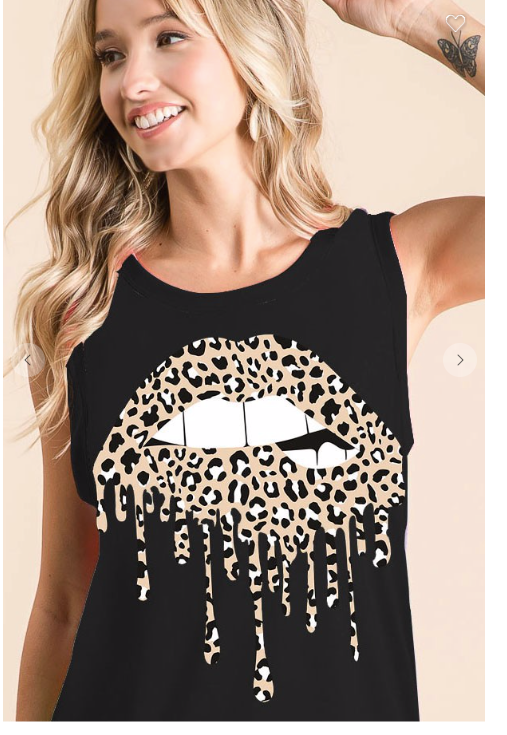 SLEEVELESS GRAPHIC TANK TOP LIPS