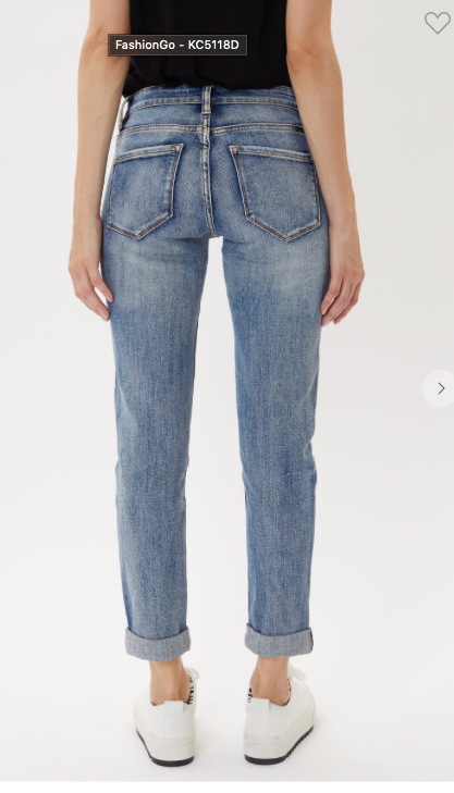 Mid Rise Button Fly Mom Jeans - KC5118D