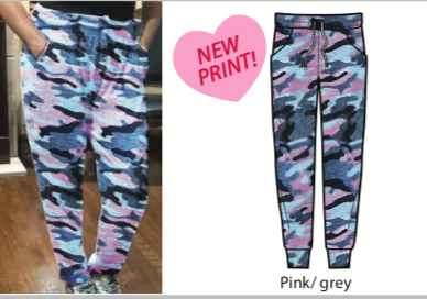 SUZETTE CAMO JOGGER IN PINK/GREY