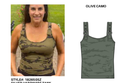 SUZETTE SILVER HARDWARE TANK IN GREEN CAMO