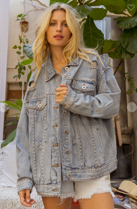 DENIM STUDDED JACKET