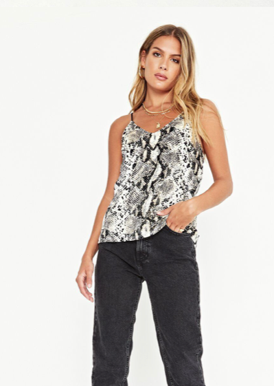 PROJECT SOCIAL T SLATER VELVET CAMI - SNAKESKIN