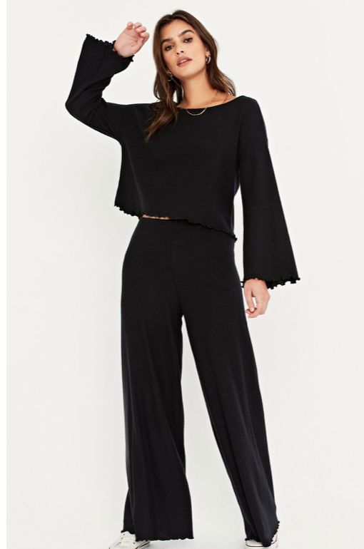 PROJECT SOCIAL T RIDE COZY RIB WIDE LEG PANT