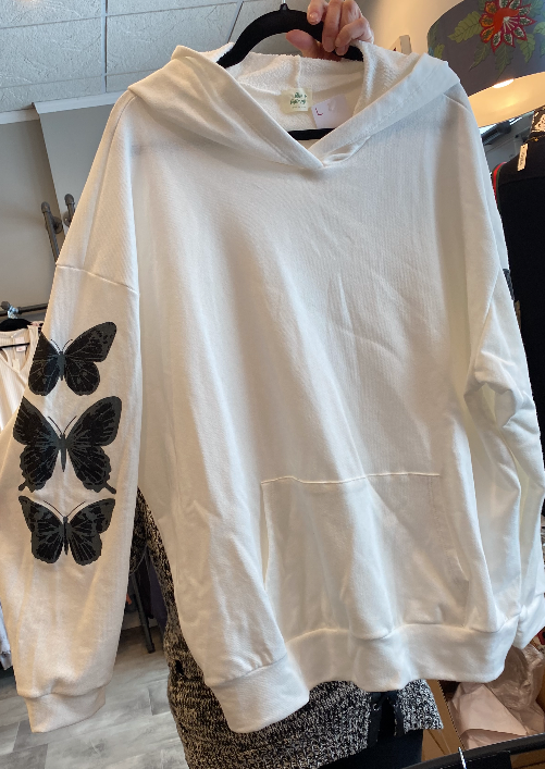 BUTTERFLY FRENCH TERRY  HOODED TOP