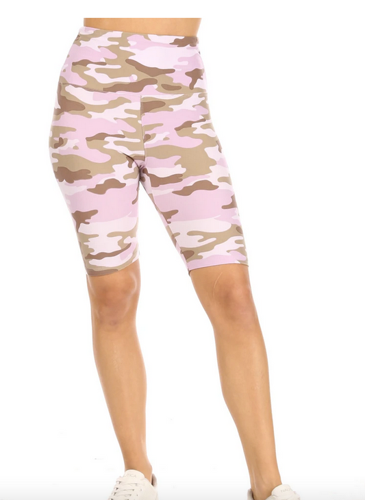 SUZETTE LILAC CAMO BIKER SHORTS