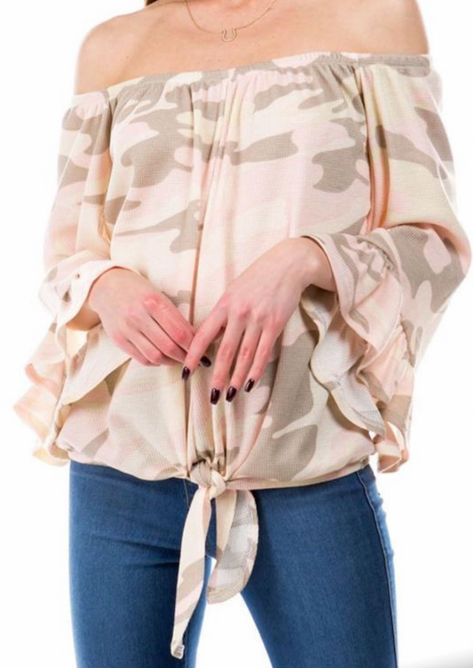 HARRIET OFF SHOULDER IN PASTEL CAMO