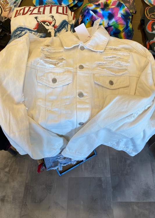 WHITE DISTRESSED JACKET