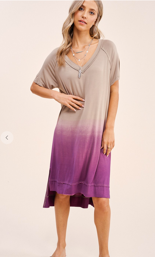 OMBRE DRESS IN LIGHT MAUVE