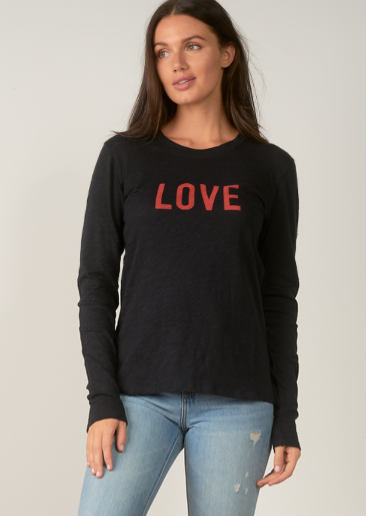 ELAN F21 TOP L/S CREW NK PRINTED LOVE