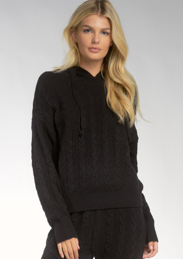 ELAN F21 SWEATER HOODIE IN BLACK