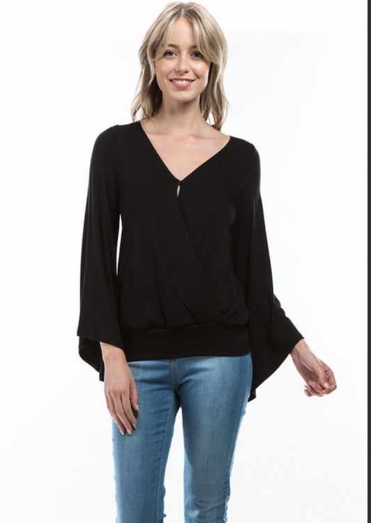 VAVA MABEL BELL SLEEVE TOP IN BLACK