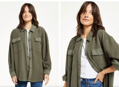 Z SUPPLY Austen Washed Shirt Jacket IN OLIVE