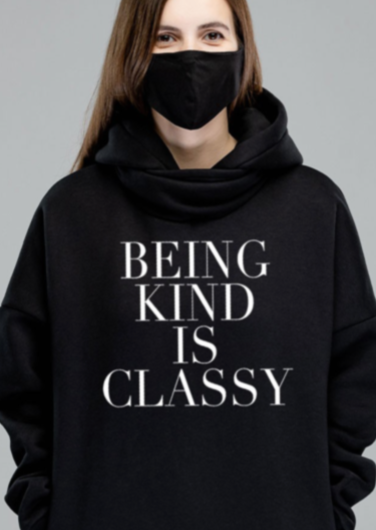 Print Unisex French Terry Hoodie BE KIND IS CLASSY