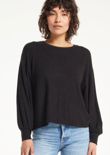 Z SUPPLY MIRA MARLED TOP IN BLACK