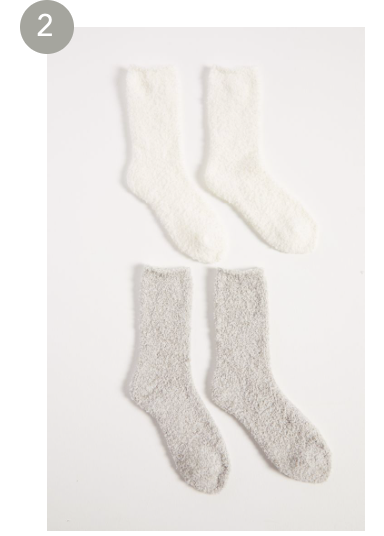 Z SUPPLY 2-PACK PLUSH SOCKS IN HEATHER GREY