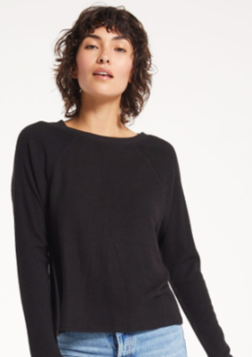 Z SUPPLY LANA MARLED FRONT TOP IN BLACK AND PINK