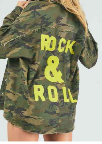 CAMO ROCK ADN ROLL SHACKET IN OLIVE OR BLUE