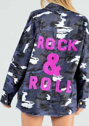 CAMO ROCK ADN ROLL SHACKET IN OLIVE OR BLUE