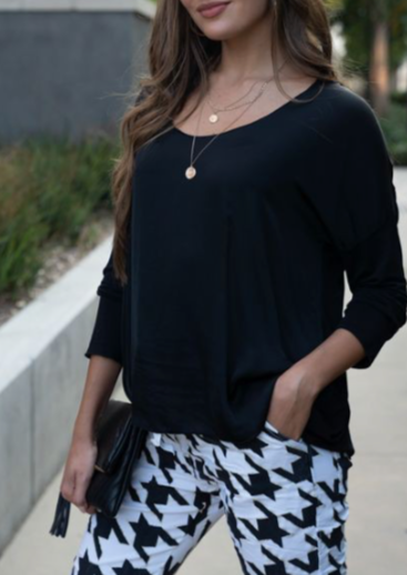 SILK DRAPED LONG SLEEVE TOP