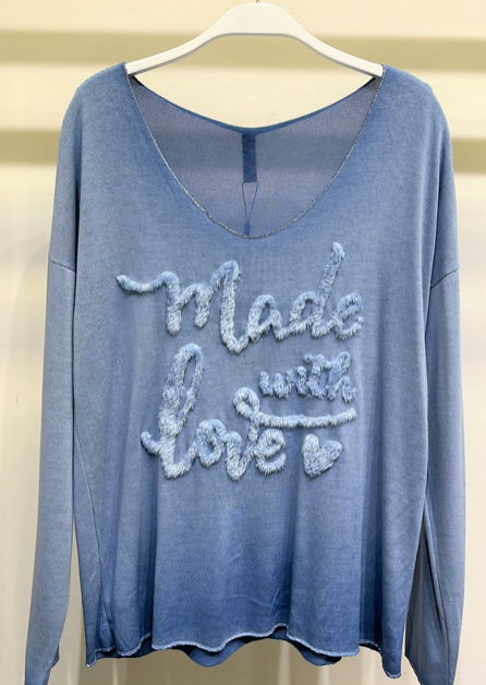 MADE WITH LOVE FUZZY PATCH TOP LUREX THREAD