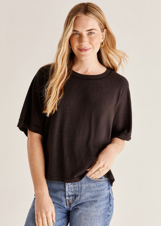 Z SUPPLY INES TRIBLEND TOP IN BLACK