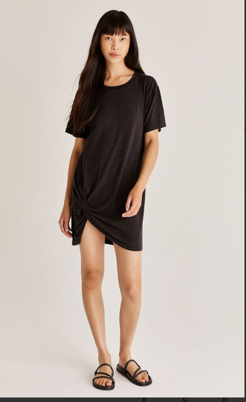 Z SUPPLY DENNY TWIST T-SHIRT DRESS IN BLACK