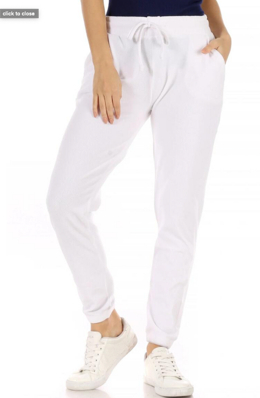 SUZETTE PLUSH JOGGERS IN WHITE