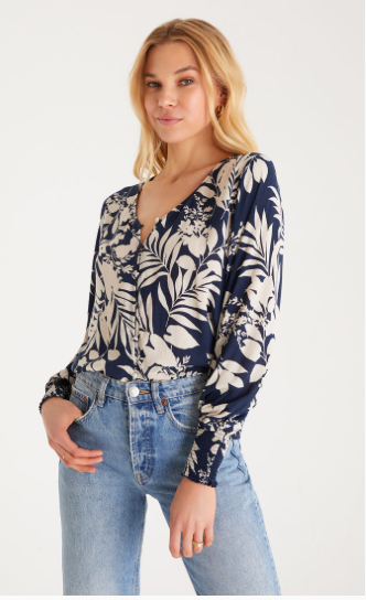 Z SUPPLY Talia Abstract Leaf Blouse