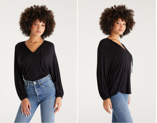 Z SUPPLY Niki Sleek Jersey Top IN BLACK