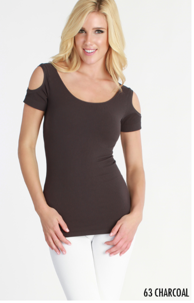 NIKIBIKI Ribbed Short Sleeve Cut-Out Top IN BLUE